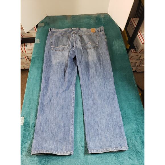 Albert Jeans Size 38x28 Mens Blue Stretch Pants Denim Stone Light Wash Straight - Picture 12 of 14